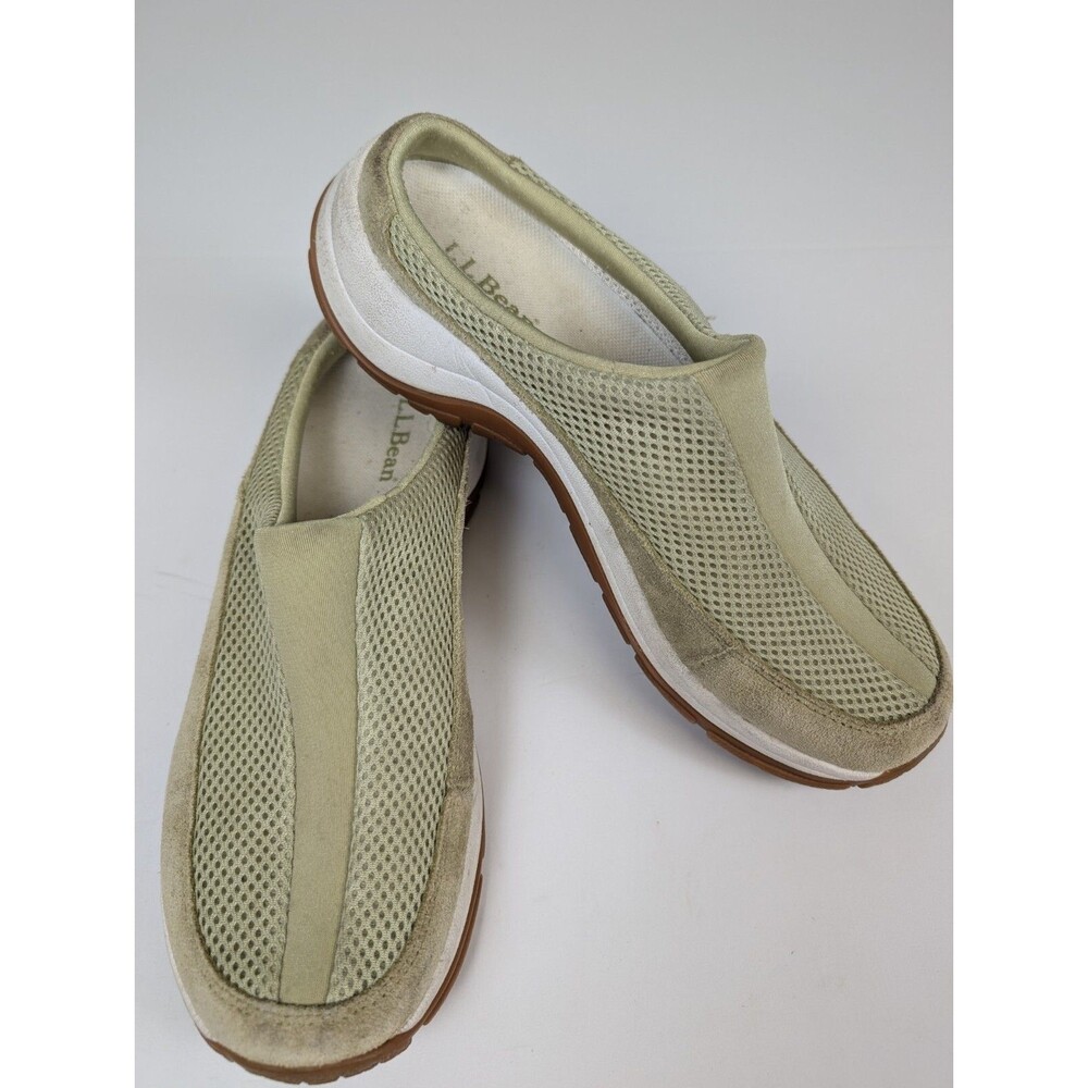 LL Bean Womens Shoes Suede Mesh Size 8.5M Green Comfort Walking